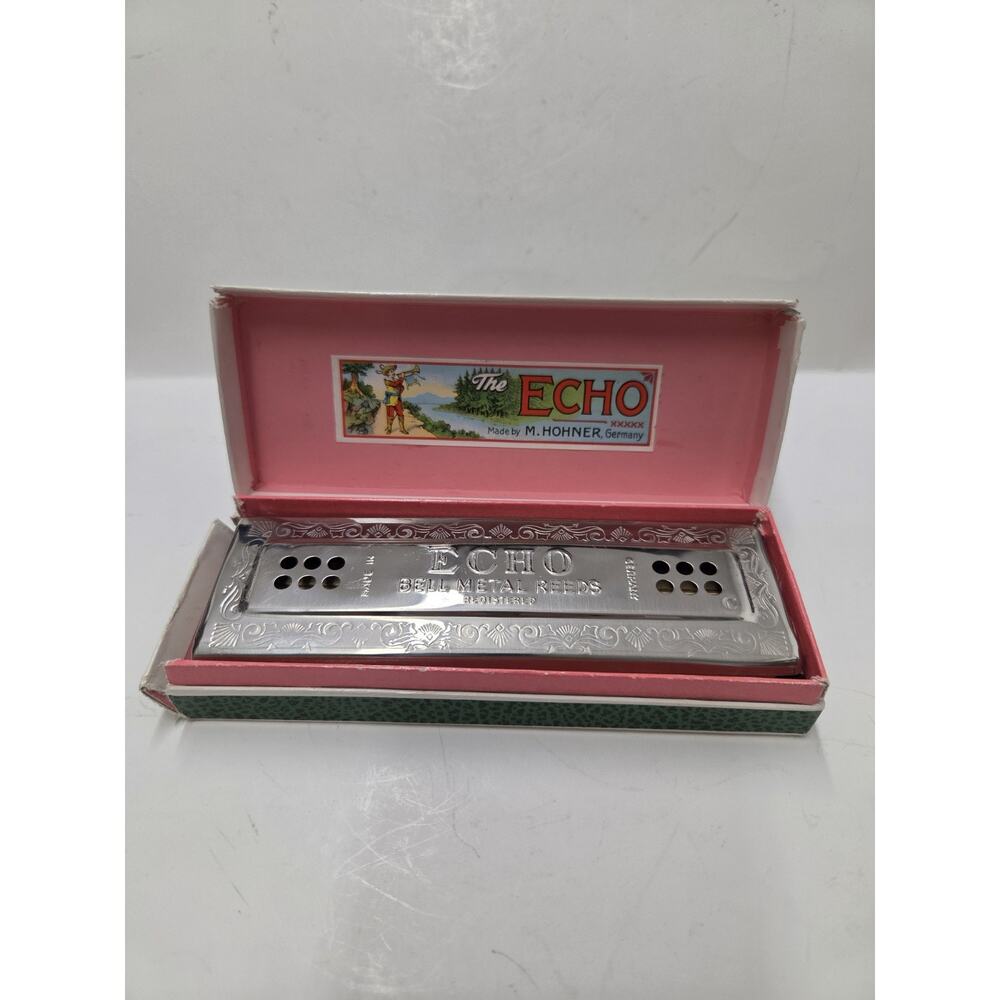 Vintage Hohner Echo Harp Harmonica C/G Germany w/ Original Box